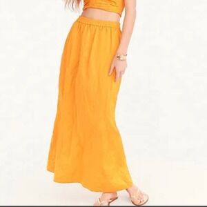 J Crew Collection Satin Textured Skirt in Rich Golden Yellow Women's Size Medium